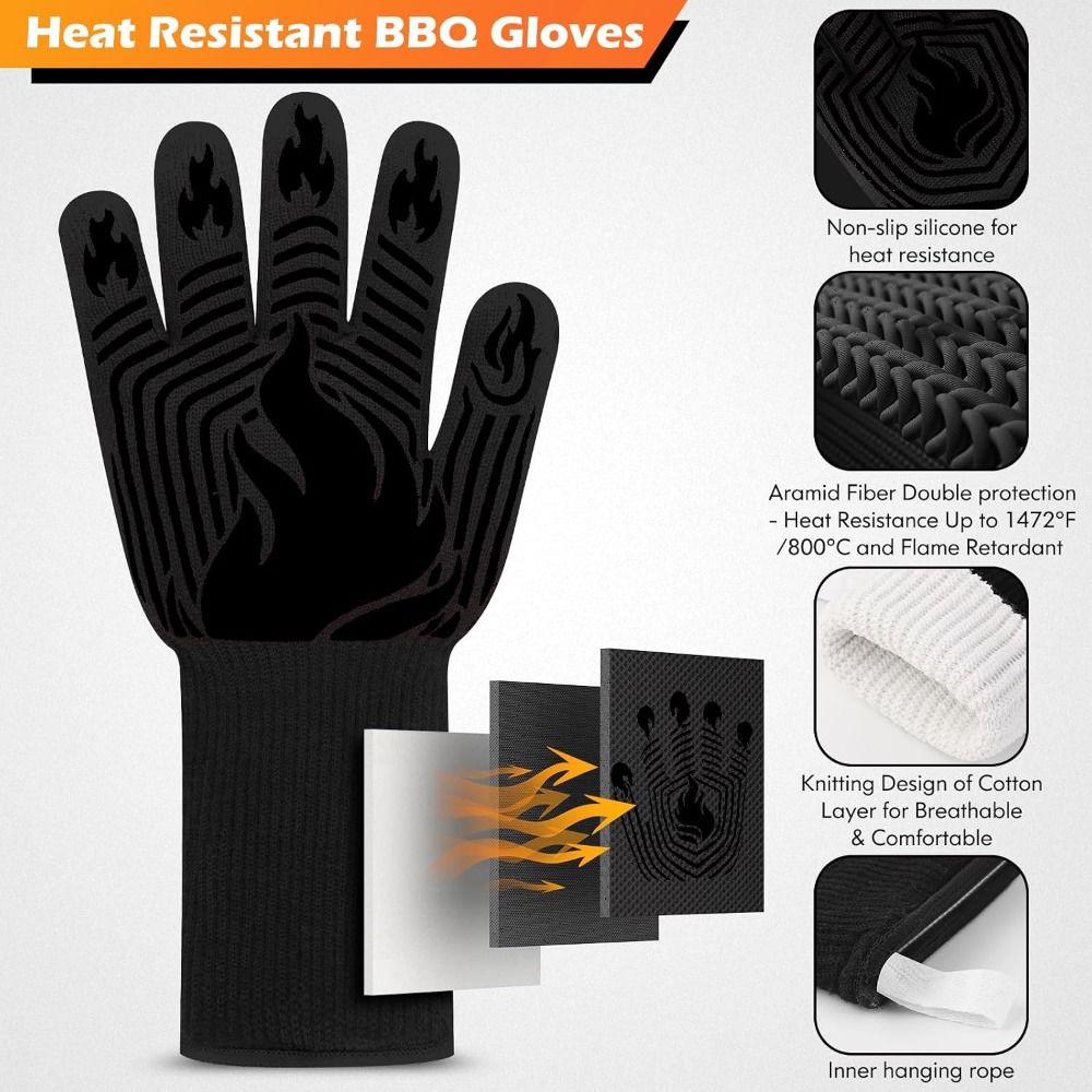 Camping Cooking - Grillhandschuhe, 1472 ° Hitzebeständige Handschuhe, feuerfeste